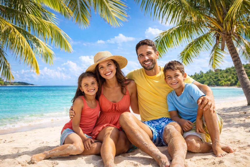 Family fun on a tropical beach